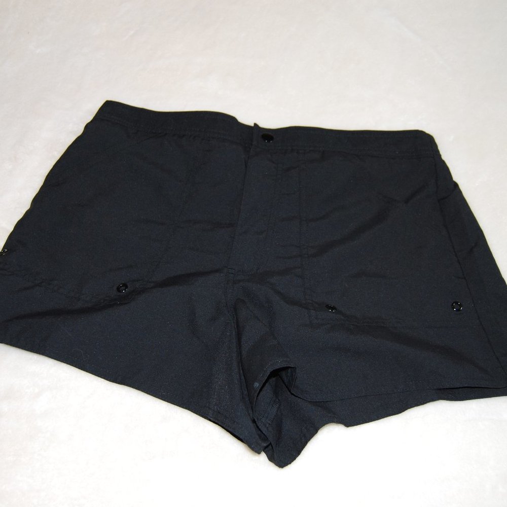 Black lined swim shorts